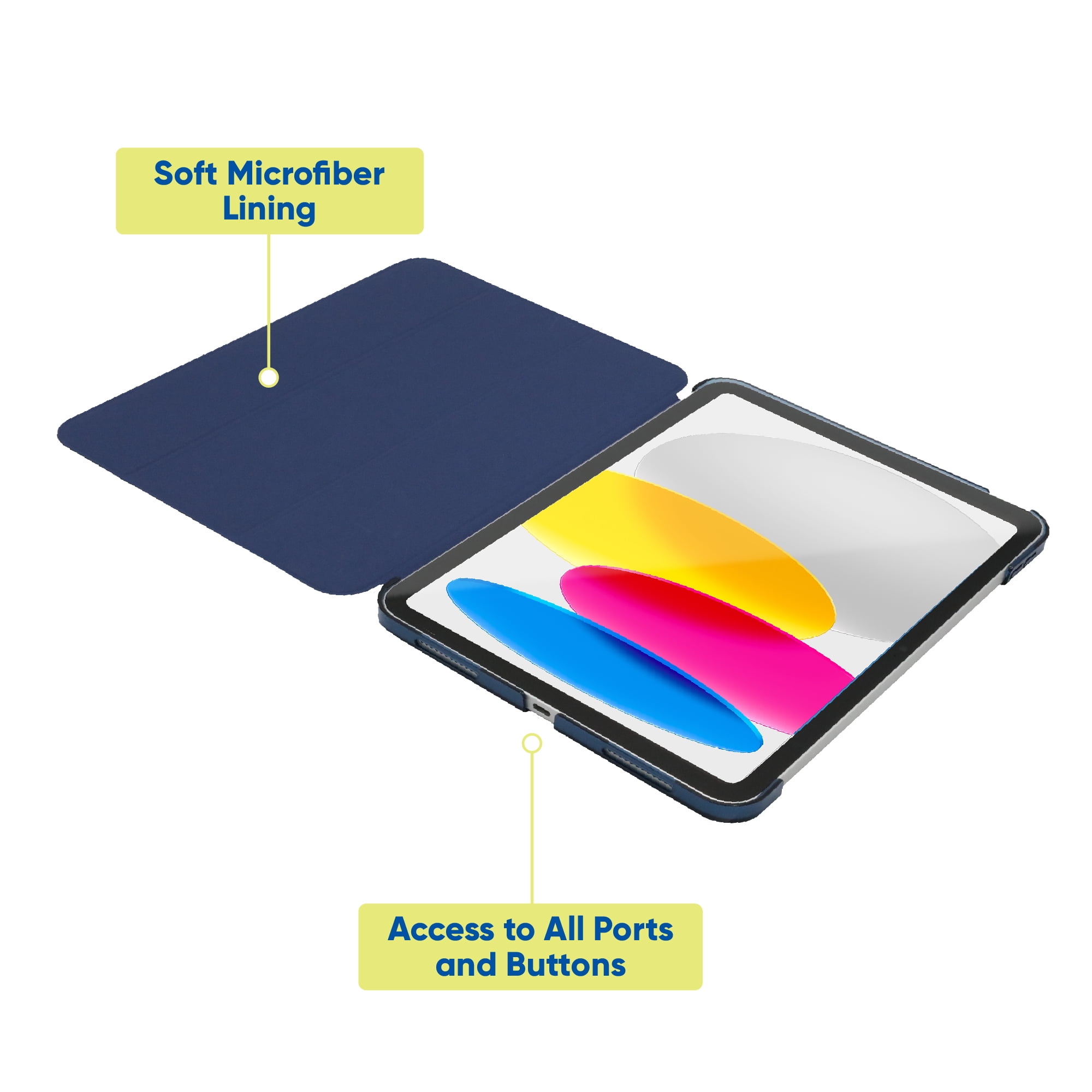onn. Tablet Folio Case for iPad (A16)/iPad (10th Generation), Blue