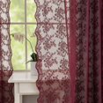 thumbnail image 1 of Cortinas YJ YANJUN de encaje rojo vino, 229 x 132 cm, 2 paneles florales, 1 of 5