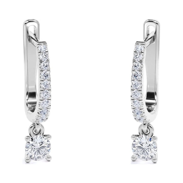 Aros JeenMata de Talla Brillante Redonda de 1 Quilate y Moissanita Engaste Pavé de 4 Puntas Baño de Oro Blanco de 18 K sobre Plata