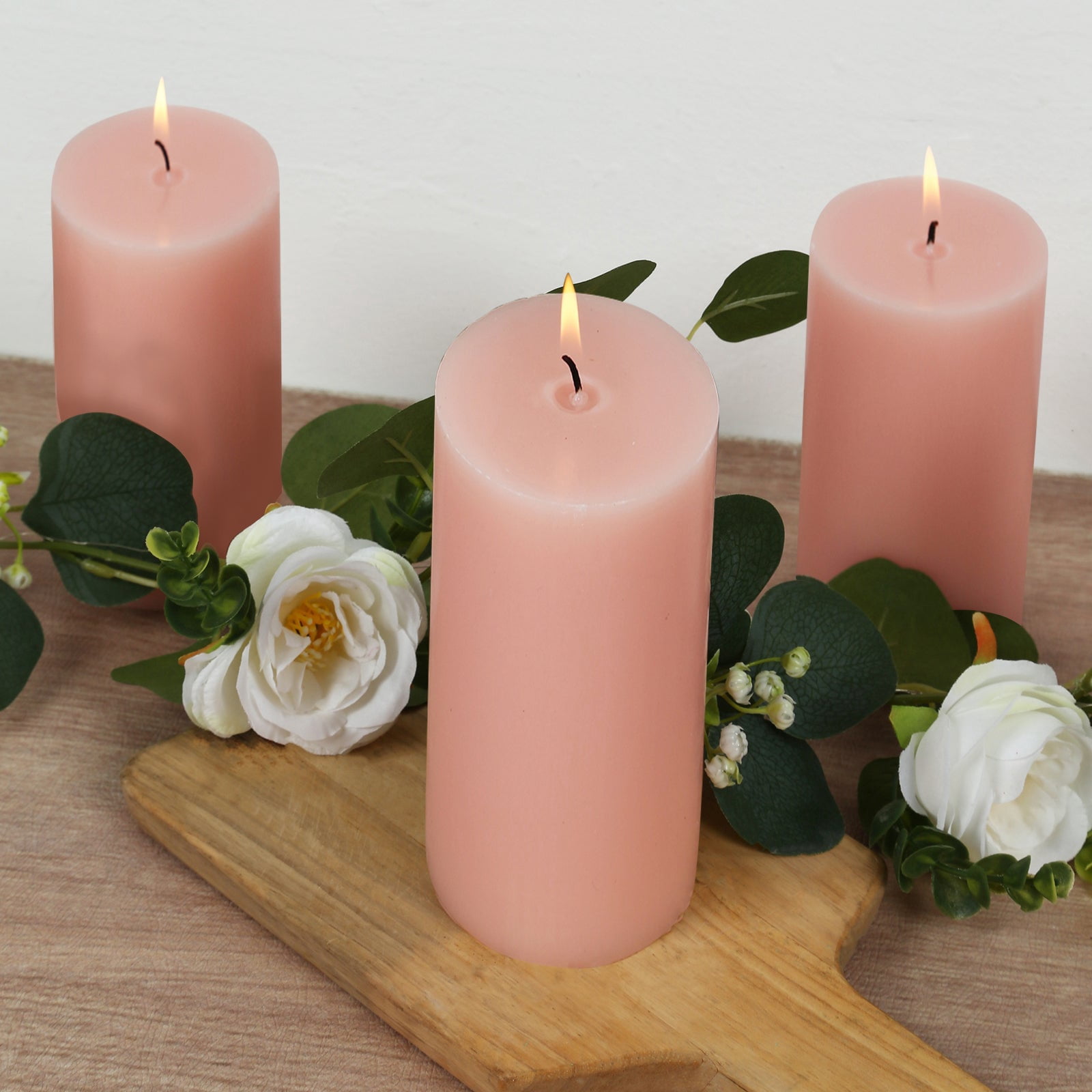 Efavormart 12-Pack Unscented Pillar Candles 3"x6" – Dripless Blush Paraffin Wax with Smokeless Cotton Wicks for Clean, Long-Lasting Burn