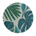 thumbnail image 4 of PIKWEEK Blue Tropical Leaf Monstera Palm Leaves Botanical Plant Round Tablecloth for Home Kitchen/Parties/Holiday Dinner White, 4 of 8