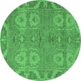 thumbnail image 1 of Ahgly Company Indoor Round Oriental Emerald Green Traditional Area Rugs, 4' Round, 1 of 4