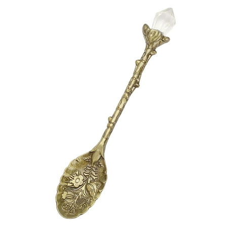 

Vintage Coffee Espresso Spoons for Sugar Dessert Carved Floral Wand Mini Spoon
