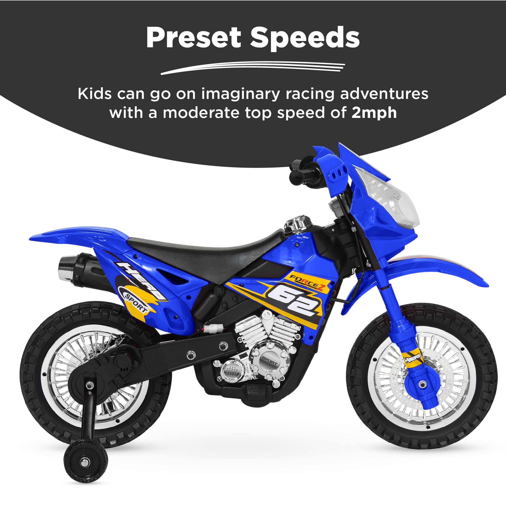 Best Choice 6V Kids Electric Ride On Motorbike with Training Wheels Lights Music Blue Walmart