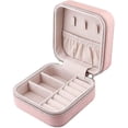 thumbnail image 2 of Vitrina de cuero para almacenamiento de joyas de viaje, caja de almacenamiento portátil para pendientes y collares (rosa) Sincero Electrónica, 2 of 4