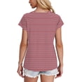 thumbnail image 6 of Scyoekwg Womens Short Sleeve Striped Shirts Summer Round Neck Casual Tops Trendy Lightweight Loose Blouses (Pink,XL), 6 of 8