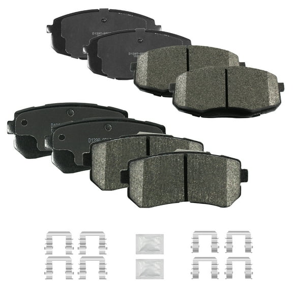 ACB ZONE Front & Rear Disc Ceramic Brake Pads Set w/Hardware Fit for 2009 2010 2011 2012 Hyundai Elantra 2010-2013 KIA Forte/Forte Koup