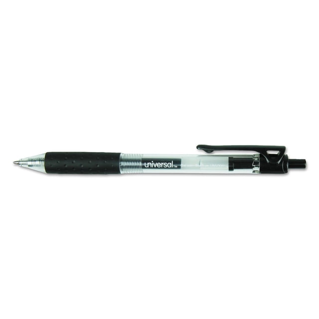 Bolígrafo de gel universal UNV39910 de 0,7 mm, agarre medio cómodo, tinta negra