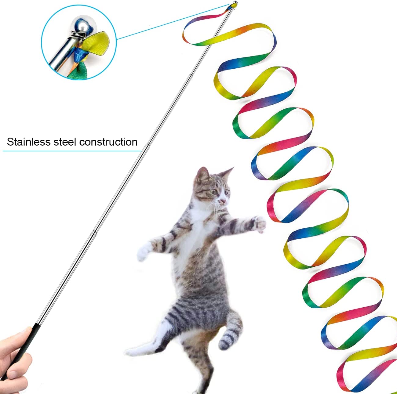 ZPH Cat Toys Interactive for Indoor Cats,2PCS Retractable Cat Wand,9PCS Teaser Toys&1PCS Hanging Door Lure Kitten Toy,Interactive Feather Toy for Teaser Play and Chase Exercise with Kitten