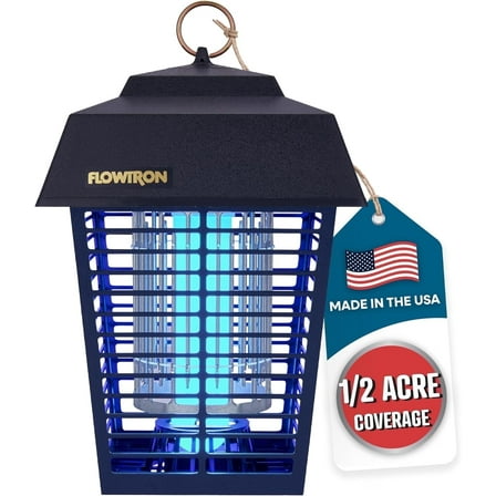 Flowtron Electric Bug Zapper Outdoor Insect Killer Lantern, 1/2 Acre Coverage, 15W UV Light, Black