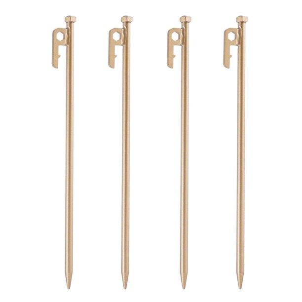 Estacas de tienda de campaña de 4 piezas Sunnimix acero dorado 25cm