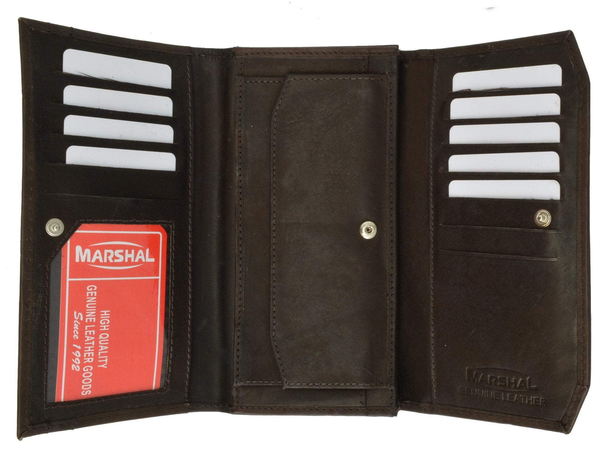 Marshal Wallet Womens Checkbook Wallet with Id Window and Snap Button