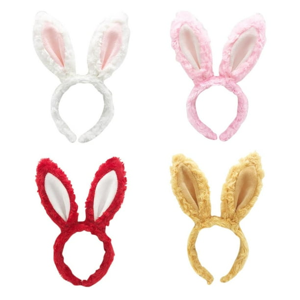 Cinta para el pelo con orejas de conejo, broche para el pelo de felpa, cómodo para regalos de niños (rojo)