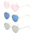 thumbnail image 2 of 3 Pack Dual Bridges Metal Fashion Sunglasses for Women, Flat Lens with Mirror, 2 of 2
