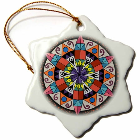 Office Pennsylvania Dutch Christmas 3dRose Hex Sign 1 Pennsylvania Dutch Luck Protection Symbol, Snowflake Ornament, Porcelain, 3-inch ()