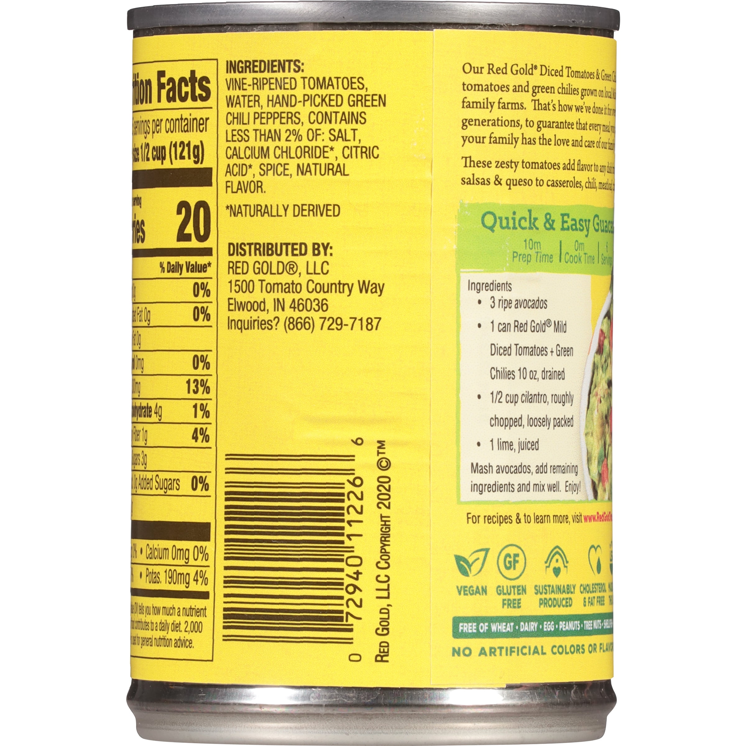 Red Gold Mild Diced Tomatoes with Green Chilies, 10 oz Can