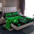 thumbnail image 1 of Erosebridal Game Player Sheet Set Queen, Green Gamepad Bedding Sets Queen Size, Checkered Abstract Decor, 1 of 7
