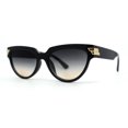 thumbnail image 2 of Womens Mod 20s Art Deco Cat Eye Horn Rim Plastic Sunglasses Black Brown, 2 of 5