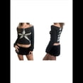 thumbnail image 3 of Suéter Y2k con Hombros Descubiertos para Mujer, Jersey de Punto de Larga con Estampado Floral Vintage, Top Ajustado y Negro M, 3 of 9