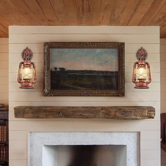 Rustic Wall Sconce Lighting Lantern Mounted Light with Glass Lampshade for Hallway Farmhouse Loft W7 x H15