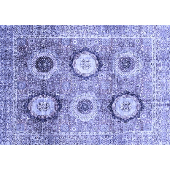 Ahgly Company Indoor Rectangle Abstract Blue Modern Area Rugs, 8' x 12'
