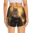 thumbnail image 2 of Lsque Lakeside Flower Field Cat Printed Women's Running Shorts with Liner Pockets,Elastic Quick Dry Workout Athletic Gym Yoga Shorts,Womens High Waist Shorts-Medium, 2 of 9