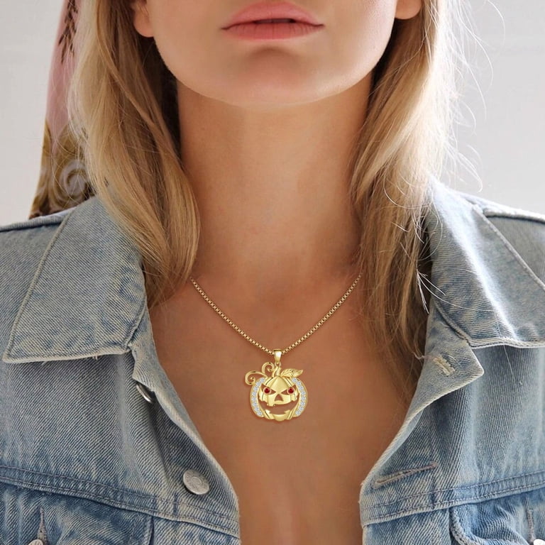 Madison Tyler Halloween Charm Necklace – Pumpkin, Spider, Bats & Witch Hat Pendant For Women & Kids