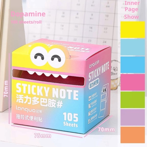 Pull Out Sticky Notes, Pearlescent Glittered Paper Tear Off Calendar Reminder Pad for Office Desk, Student, Teacher, Business - 105 Sheets