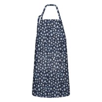 Dark Blue Christmas Snowflake Apron-Garden Aprons for Women with Pockets-Cotton Linen Waterproof Kitchen Cooking Gardening Aprons Adjustable for Kitchen,Cooking,BBQ and Salon 32"x27"