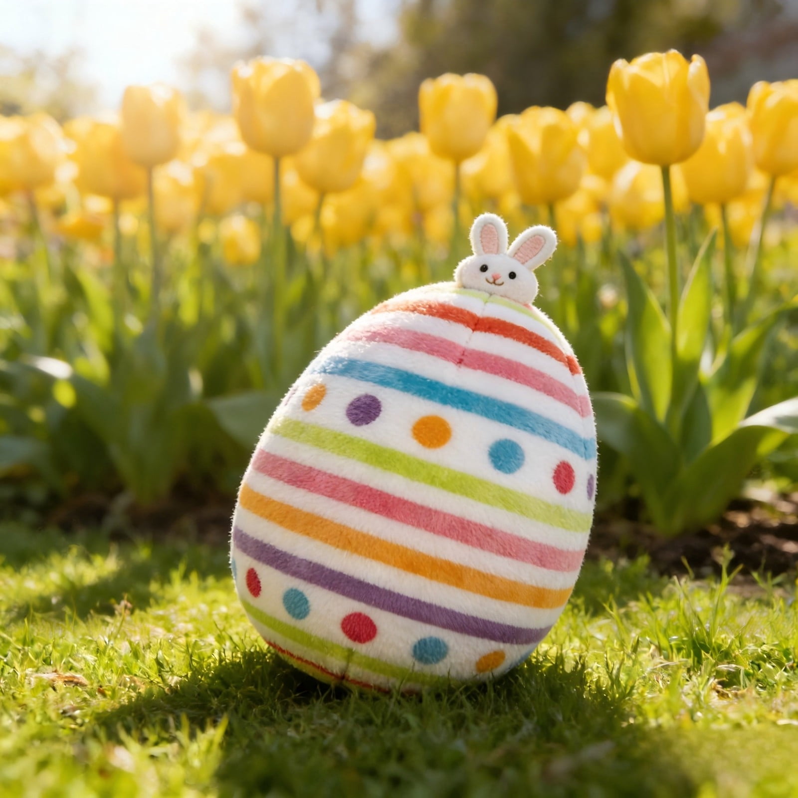 WWG Easter Bunny with Egg Stuffed Toy Set Soft Plush Bunny and Colorful Easter Eggs Decor for Basket Stuffers Spring Party Favors Kids Gift Indoor Outdoor
