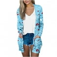 thumbnail image 1 of Pompotops Chemisier Décontracté à Manches Longues Imprimé pour Femmes avec Poche Cardigan Liquidation, 1 of 5