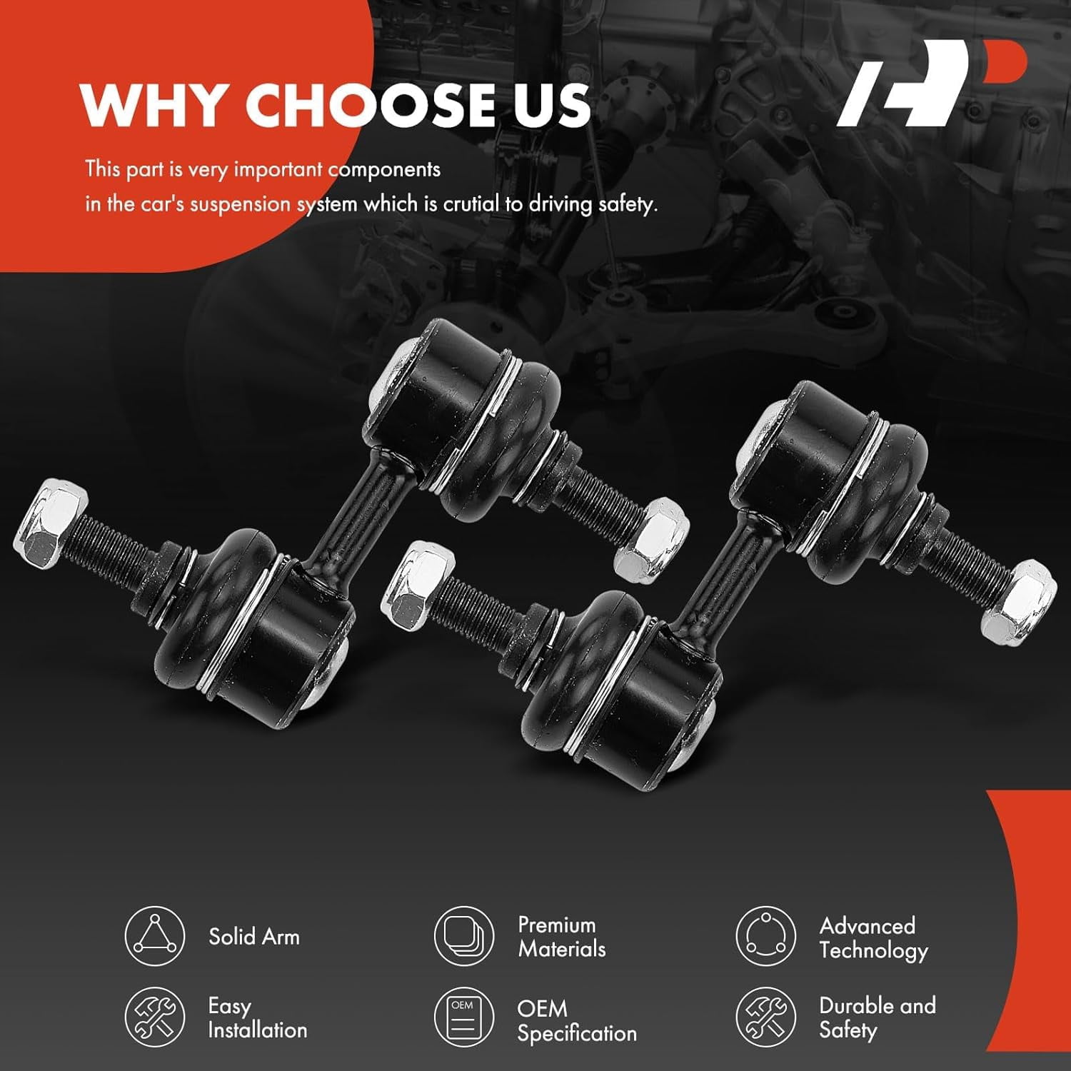 A-Premium 2 x Front Sway Bar Link Stabilizer Link Kit Compatible with Subaru Forester 2003-2013, Impreza 2002-2015, Legacy 2005-2009, Outback 2005-2009, Replace# K750049, 20420AG00A