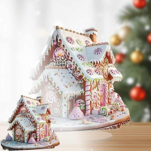 9in Christmas Mini Cabin,Christmas Village Sets,Xmas House Decoration,Christmas Decorations indoor,Christmas Mini House,Christmas Snow House,Christmas Wooden House Decor,Mini Holiday House,1pc