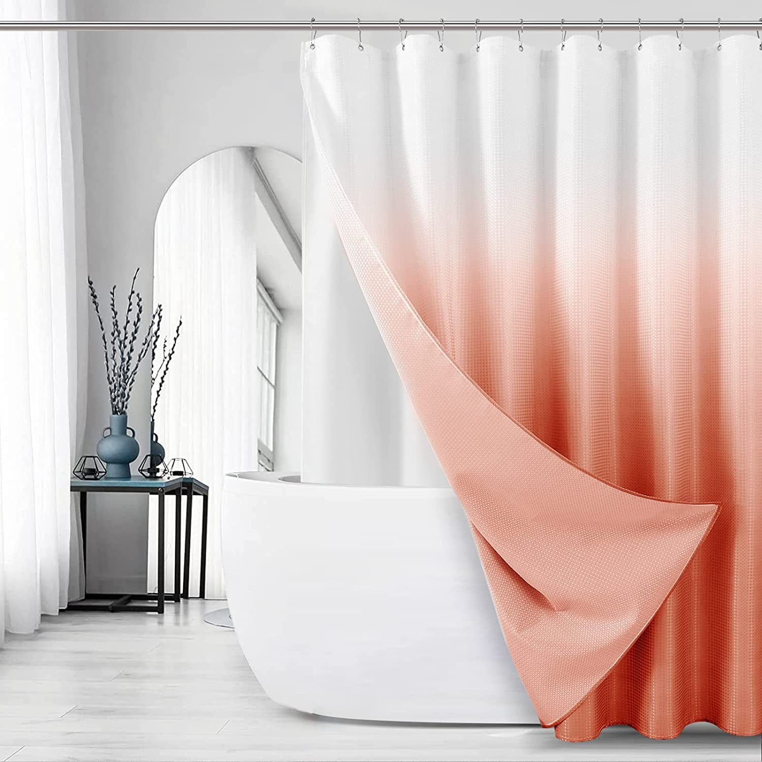 Orange Shower Curtain for Bathroom Ombre Shower Curtain Waterproof