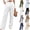 #02 White, variant on Breathable Soft Linen Pants for Women Wide Leg Straight Button Trousers High Waisted Pleated Front with Pockets Daily Wear Summer Fashion Slacks, #02 Navy, S