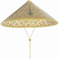 thumbnail image 1 of Sombrero cónico de paja tejido a mano con barboquejo para protección solar e impermeable. Unisex, de ala ancha, ideal para actividades agrícolas, jardinería, NCHKUN, 1 of 5