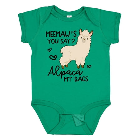 

Inktastic Meemaw s You Say Alpaca My Bags Gift Baby Boy or Baby Girl Bodysuit