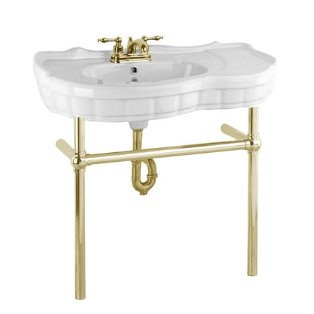 White Console Sink Southern Belle with Brass Bistro Legs