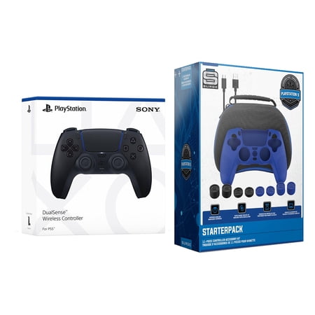 Sony PlayStation 5 DualSense Wireless Controller with Pro Gamer Starter Pack Bundle - Midnight Black