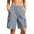 thumbnail image 2 of Cagogo Women Plus Size Cargo Bermuda Shorts Elastic Waist Pants with Pockets Casual Loose Fit Active Summer Workout Beach Lounge Travel Shorts, Gray 3XL, 2 of 9