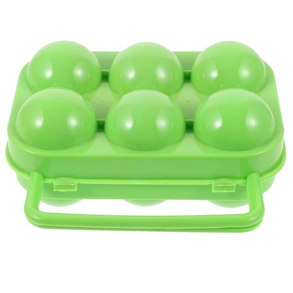 FRCOLOR Silicone Egg Carrier for Camping with Handle Holds 6 Eggs Green Storage Box for Kitchen Outdoor Use