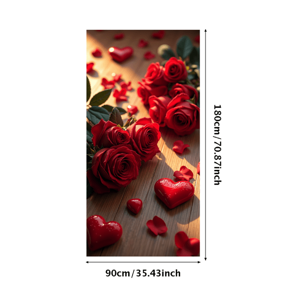 LUUFILx Red Rose Heart Decorations Backdrop Romantic Event Banner Valentine Wedding Party Supplies Photography Props Background Decors