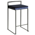 thumbnail image 2 of Fuji Contemporary Stackable Counter Stool In Black With Blue Velvet Cushion - Set Of 2, 2 of 7