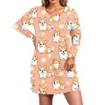 thumbnail image 2 of Elvqul Nightgowns for Women Plus Size Long Sleeve Print Loungewear Soft Yellow Home Crew Neck Oversized Night Dress Nightgowns, 2 of 6