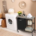 thumbnail image 5 of Oumilen Movable Laundry Hamper with Storage Shelves and Removable Pull Out Bag, Gray, 5 of 7
