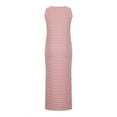 thumbnail image 4 of Summer Xqxayjr Women Casual Sleeveless Striped Tank Midi Dresses Spring U Neck Bodycon Dresses T Shirt Summer Slit Dress, 4 of 5