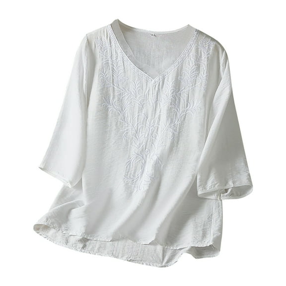 Plus Size Spring Clothes for Women Women's Casual Crew Neck Easter Print Quarter Sleeve T Shirt Womens Thick Long Sleeve Shirt Shirts Women Casual Valentines Day Shirts for Men Lightweight L White XXL