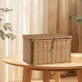 thumbnail image 1 of Canasta de almacenamiento con tapa decorativa rectangular Práctica Organizador para el hogar Bin de almacenamiento para la sala de estar de la oficina 24CMX14CMX14CM, 1 of 8