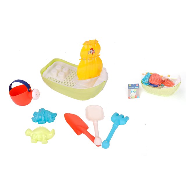 Juego de Juguetes de Playa, Barco Pirata para Niños Pequeños, Juego de Juguetes de Arena para Niñas, 7 Pzas para +3 Años