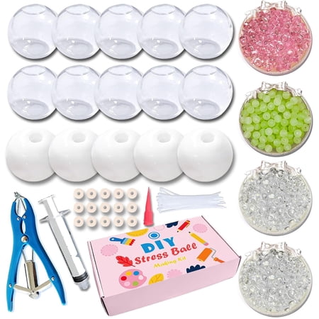 DIY Stress Ball Making Kit - 15 TPR Skins with Fillers Vacuum Tool Cable Ties Create ASMR Anxiety Relief Toys Crunchy Relaxing